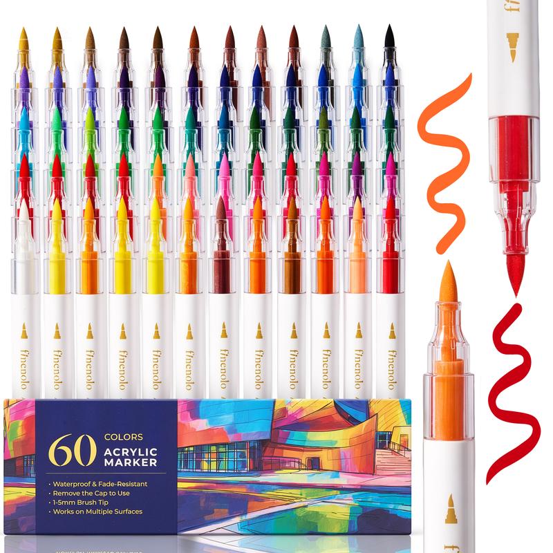 Brush Tip Acrylic Paint Markers Set (24/36/60 Pack)
