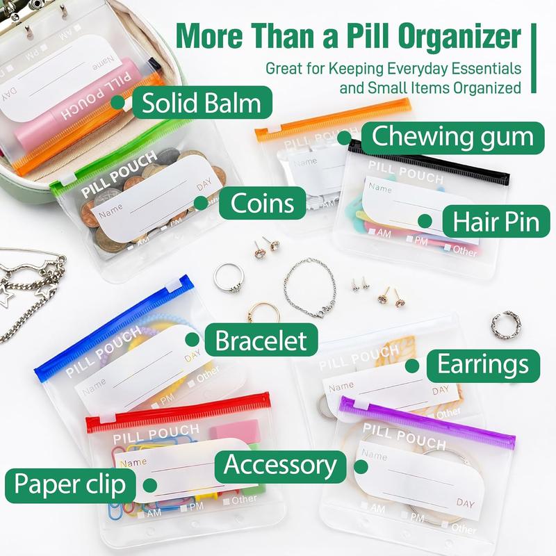 Large Weekly Pill Organizer with 14 Color-Coded Medicine Pouches
