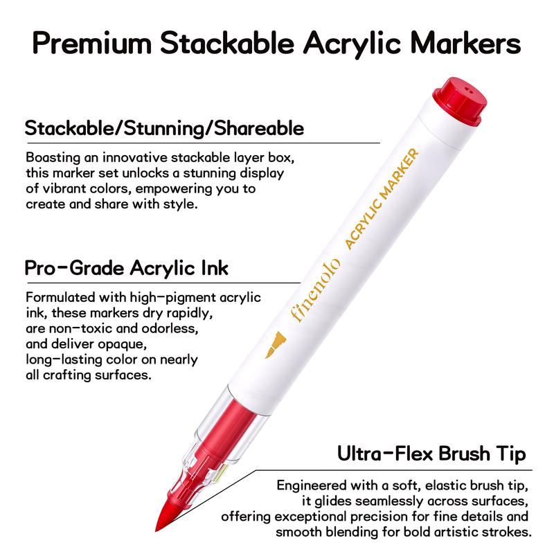 Brush Tip Acrylic Paint Markers Set (24/36/60 Pack)