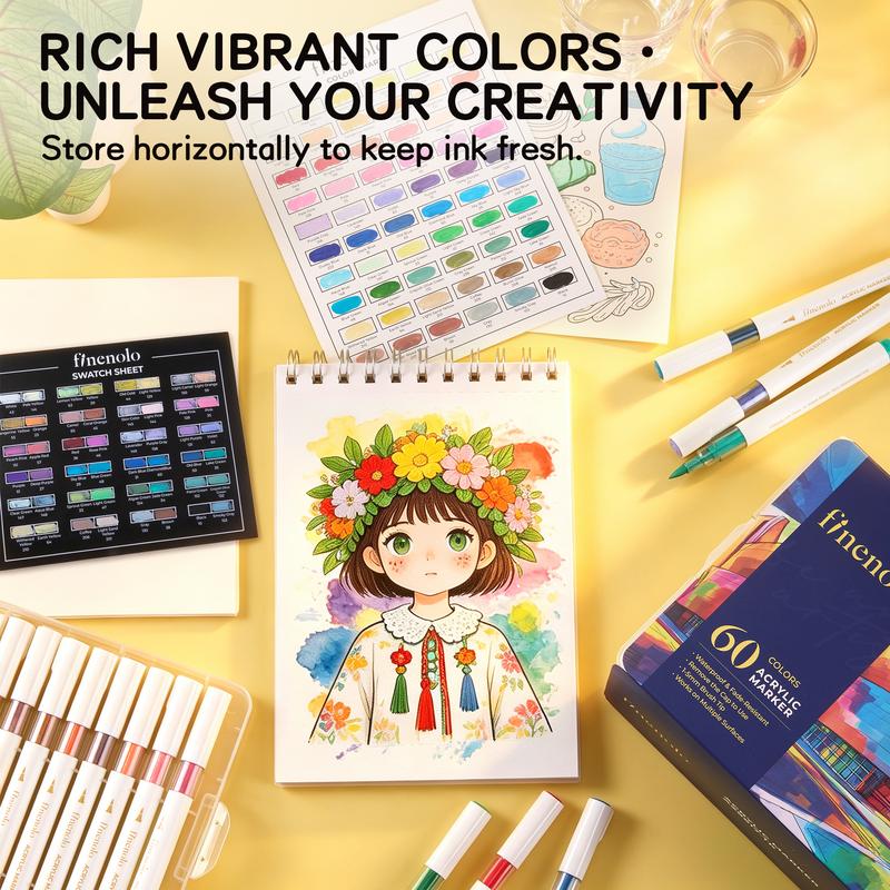 Brush Tip Acrylic Paint Markers Set (24/36/60 Pack)