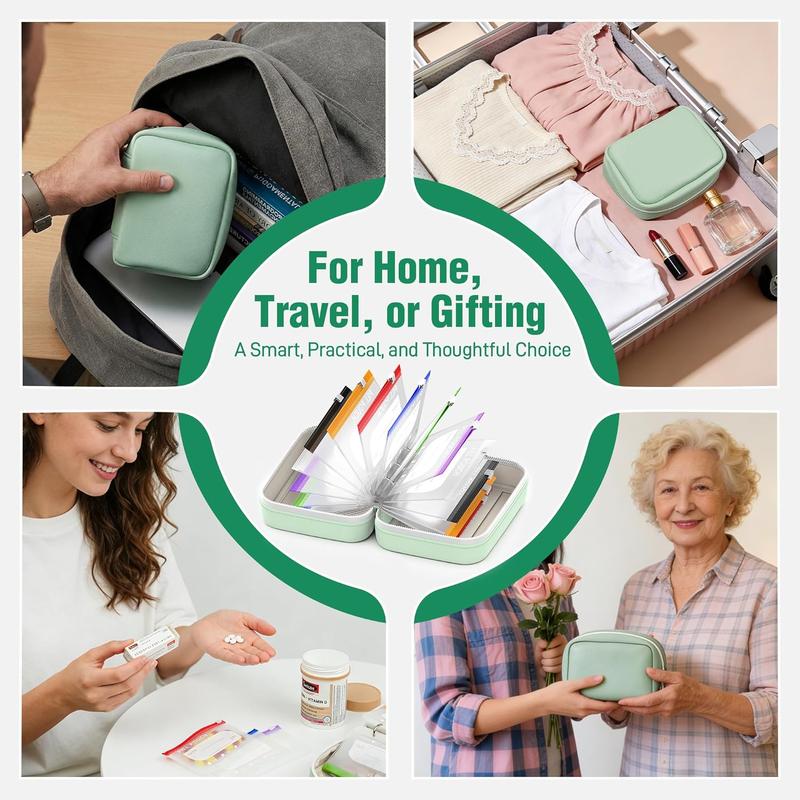 Large Weekly Pill Organizer with 14 Color-Coded Medicine Pouches
