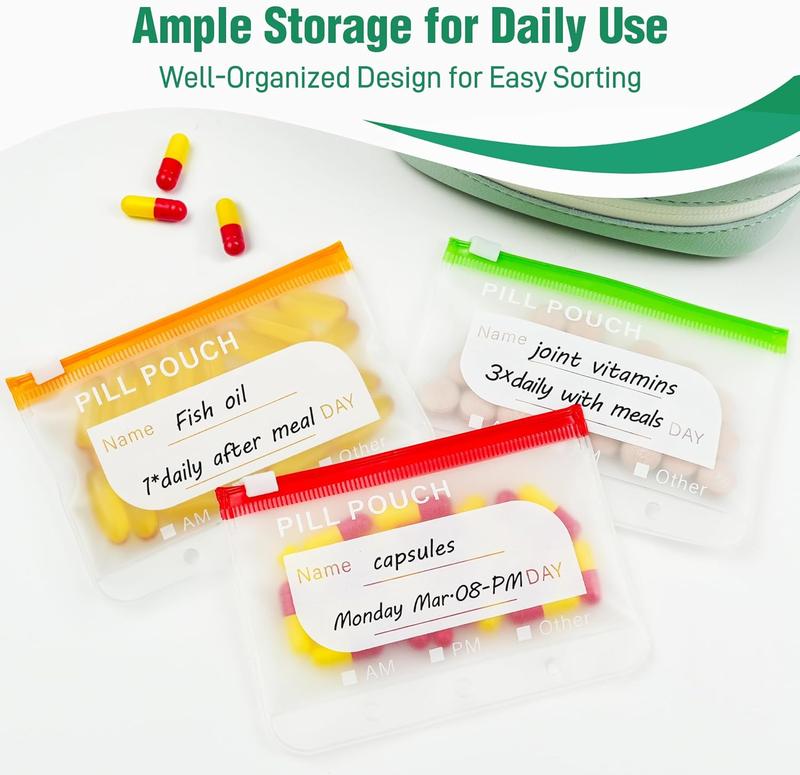 Large Weekly Pill Organizer with 14 Color-Coded Medicine Pouches