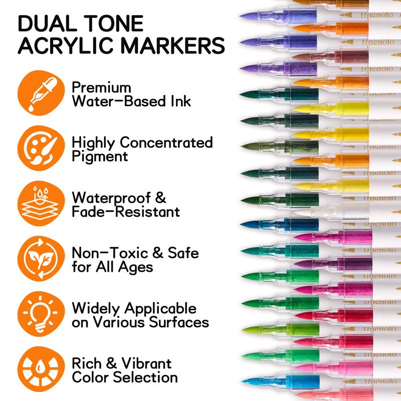 Brush Tip Acrylic Paint Markers Set (24/36/60 Pack)