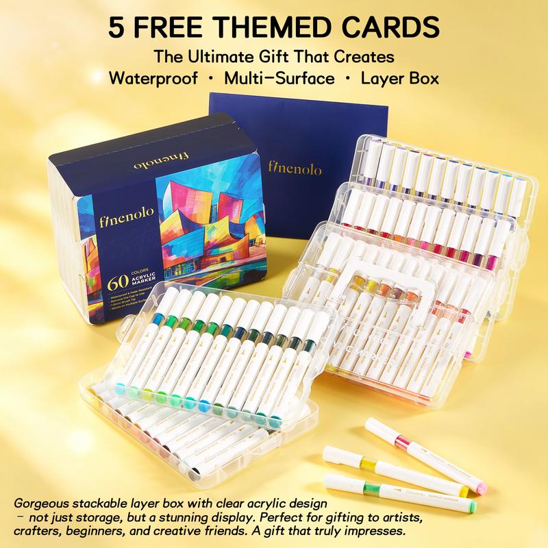 Brush Tip Acrylic Paint Markers Set (24/36/60 Pack)
