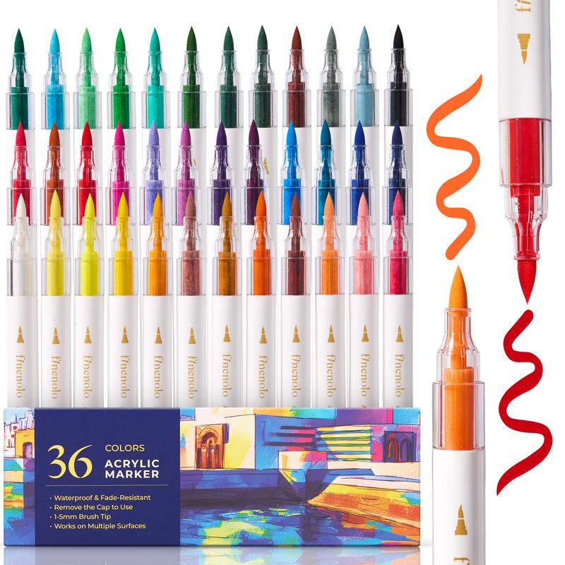 Brush Tip Acrylic Paint Markers Set (24/36/60 Pack)